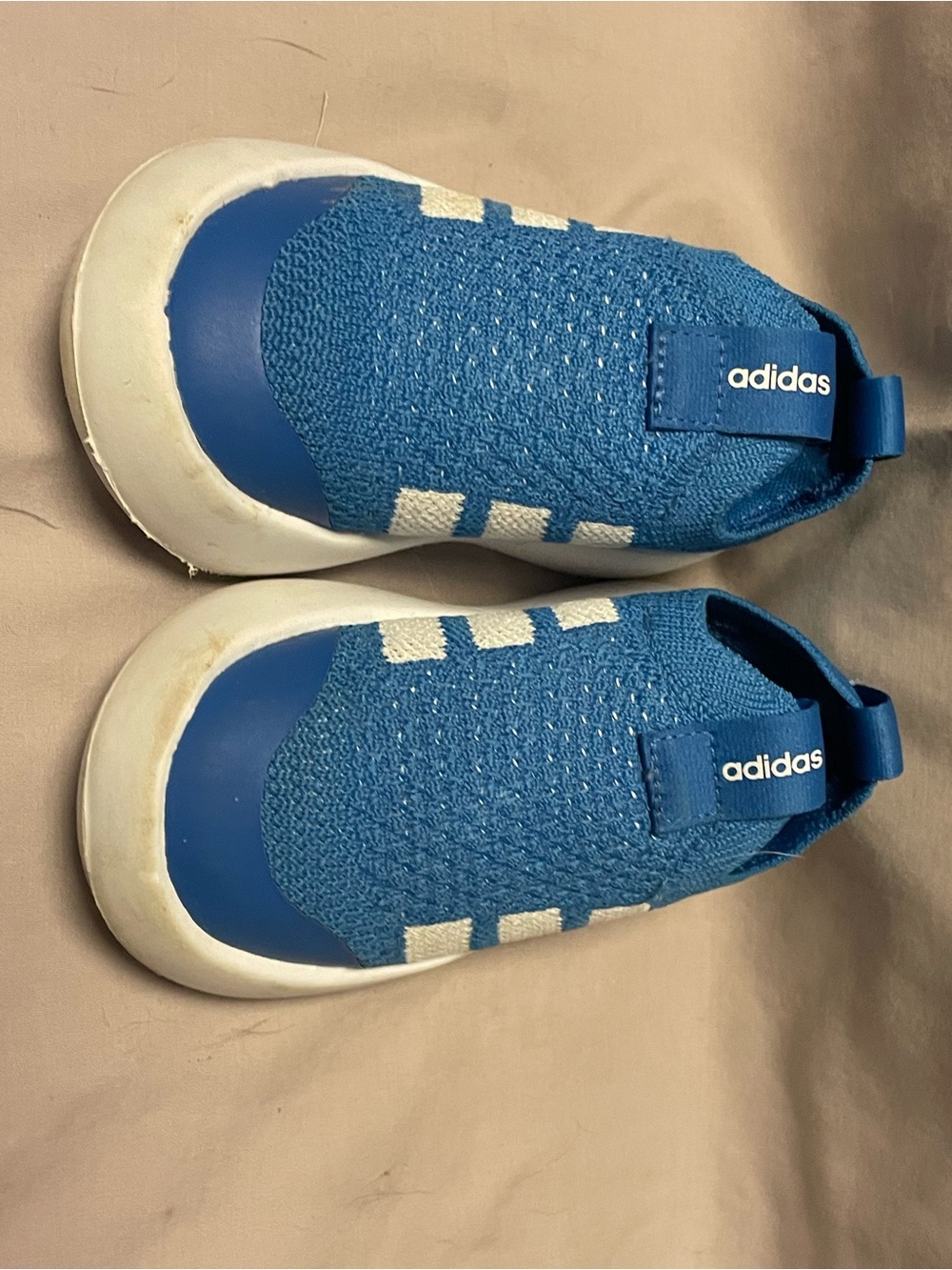 adidas Kids Slip-On Sneakers in Blue and White